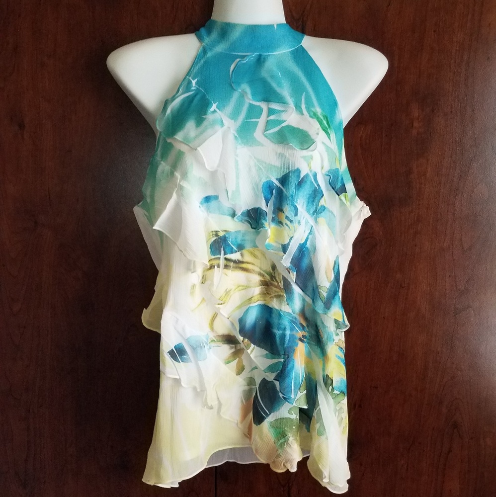 High collar Floral Blouse